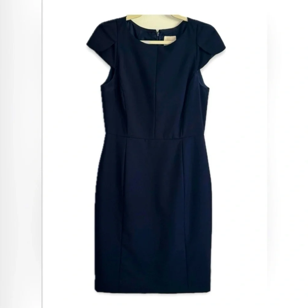 J.CREW | TULIP SLEEVE SUITING SHEATH DRESS IN NAVY SIZE 4